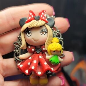 DISNEY inspired blonde with Tinkerbell doll pendant. Handmade OOAK
